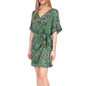 Michael kors Green and black Pop zebra tie wrap dress size small